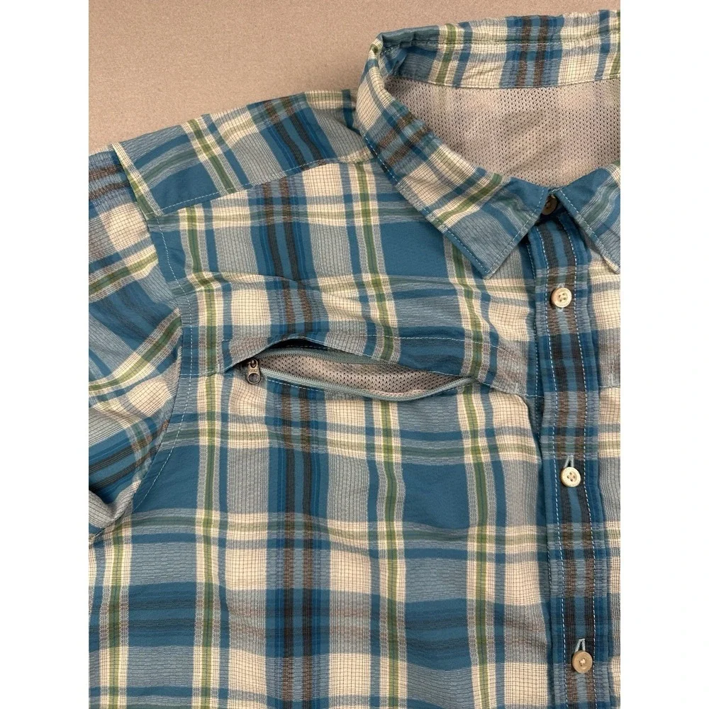 The North Face Button Down Shirt Mens XL Blue Fast Dry Mesh Vented Short Sleeve